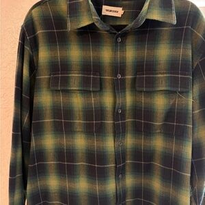 Taylor Stitch Blue and Green Plaid Casual Shirt